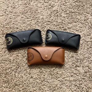Ray-Ban Black and Tan Leather Eyewear Cases (no sunglasses included)